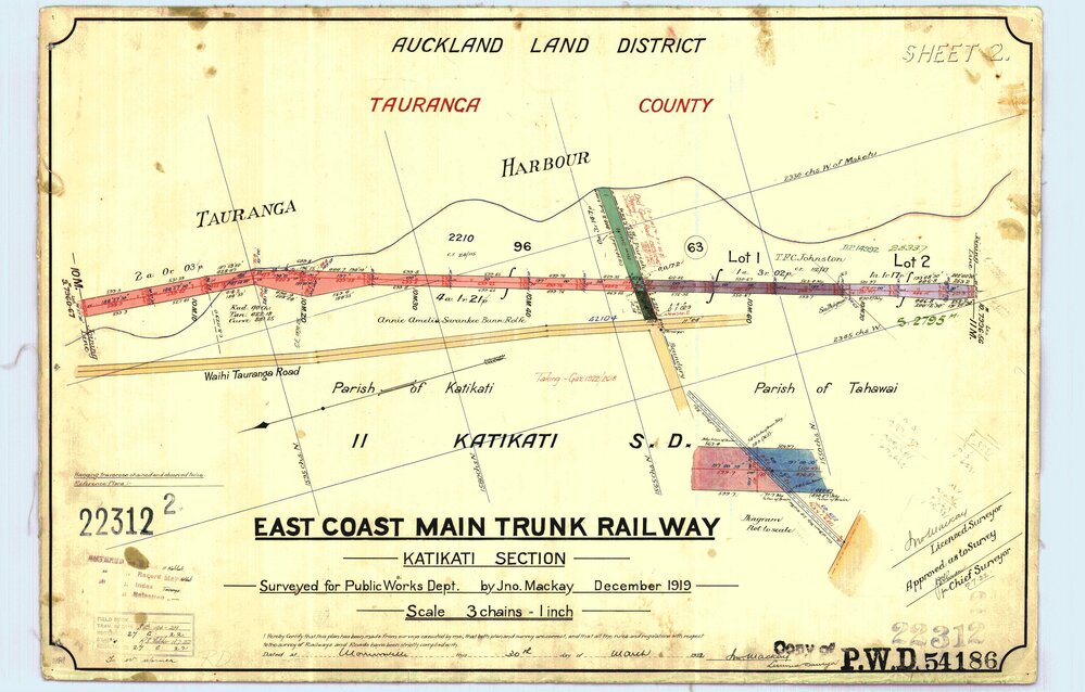 LINZ ECMT Railway 12 Athenree section Peg 10-11 1919