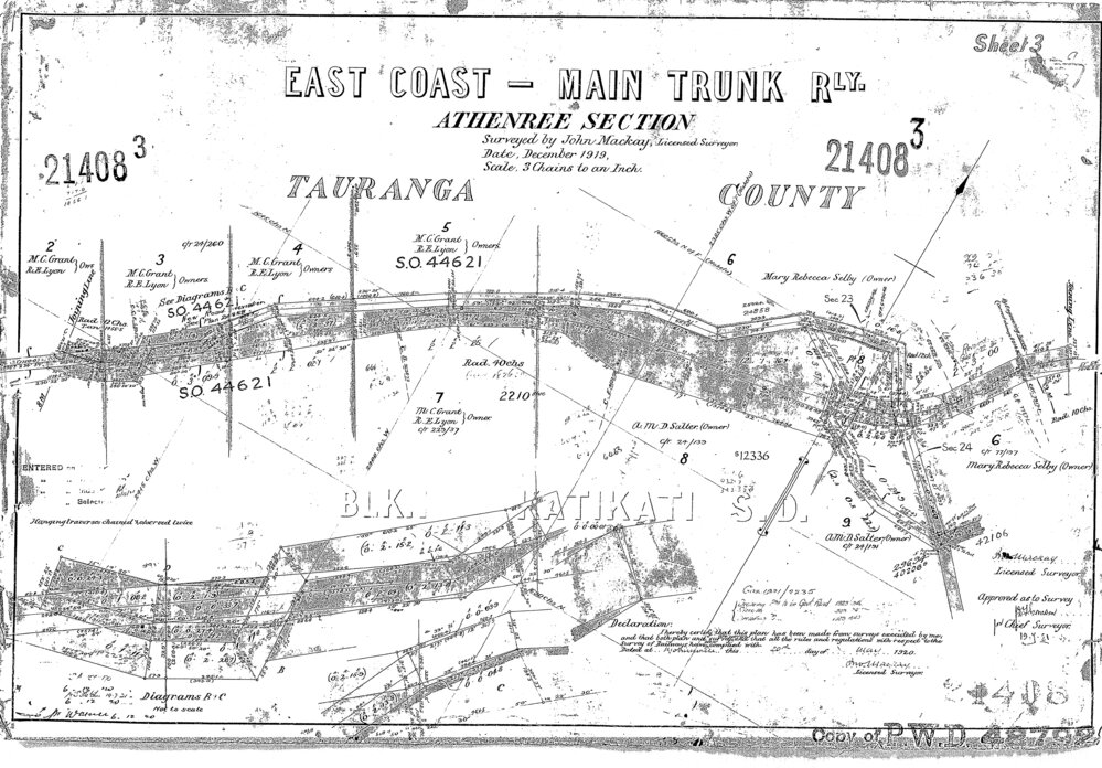 LINZ ECMT Railway 10 Athenree section Peg 8-9  SO21408-3 1919