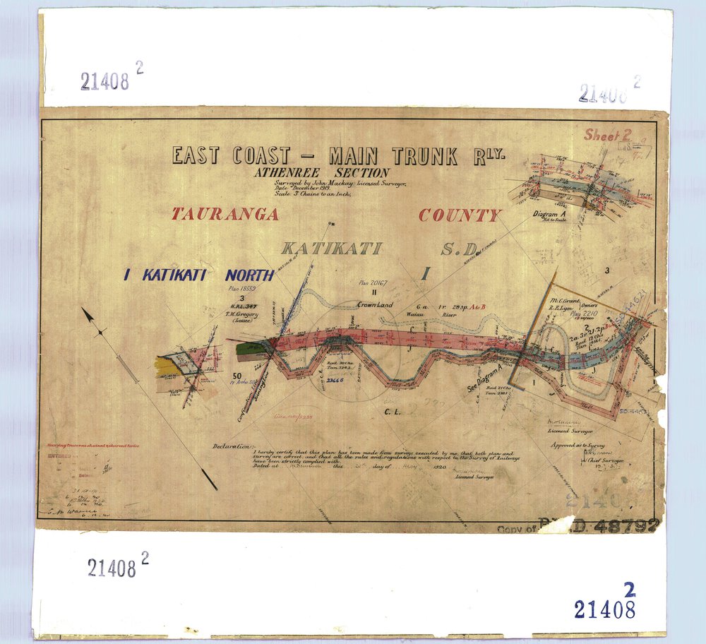 LINZ ECMT Railway 09 Athenree section Peg 7-8  SO21408-2 1919