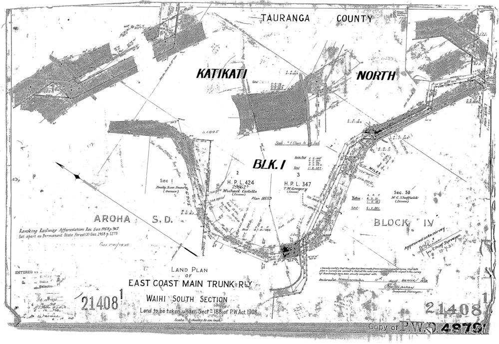LINZ ECMT Railway 08 Waihi South section Peg 7  SO21408-1 1920