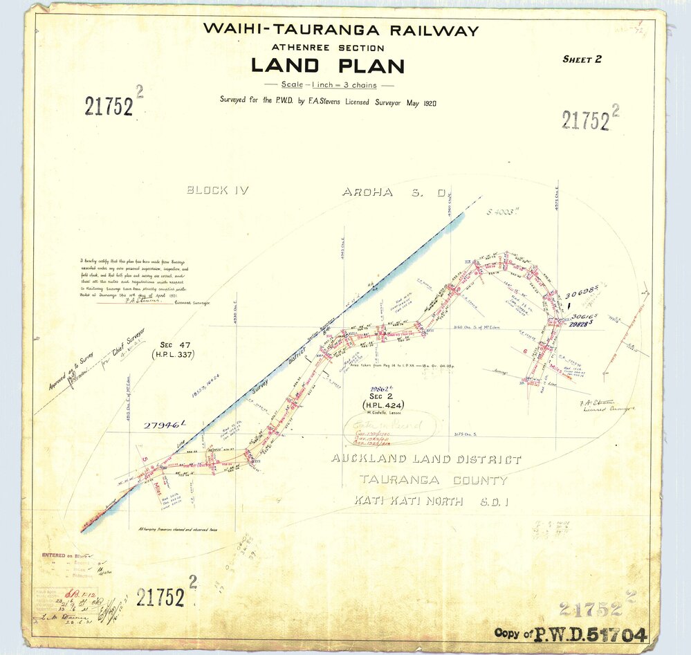 LINZ ECMT Railway 06 Athenree section Peg 5-6 SO21752-2 1920