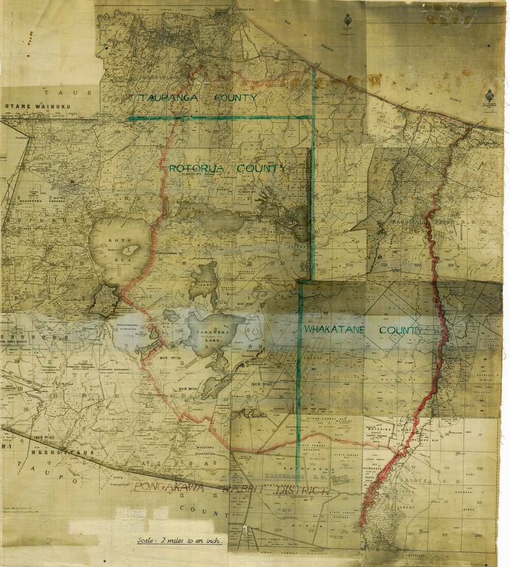 QUANGO Pongakawa Rabbit Board district boundary map 1942