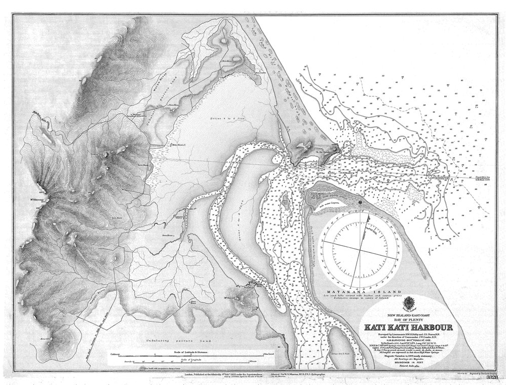 CHART 3228 Katikati Harbour and entrance soundings 1903 HMS Penguin