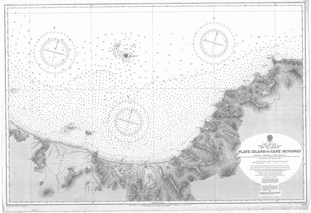 CHART 3436 Plate Island to Cape Runaway ocean soundings 1905 HMS Penguin