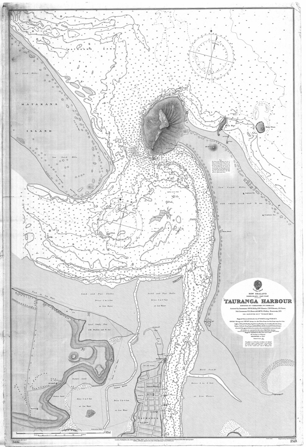 CHART 2521 Tauranga Harbour and entrance soundings 1903 HMS Penguin