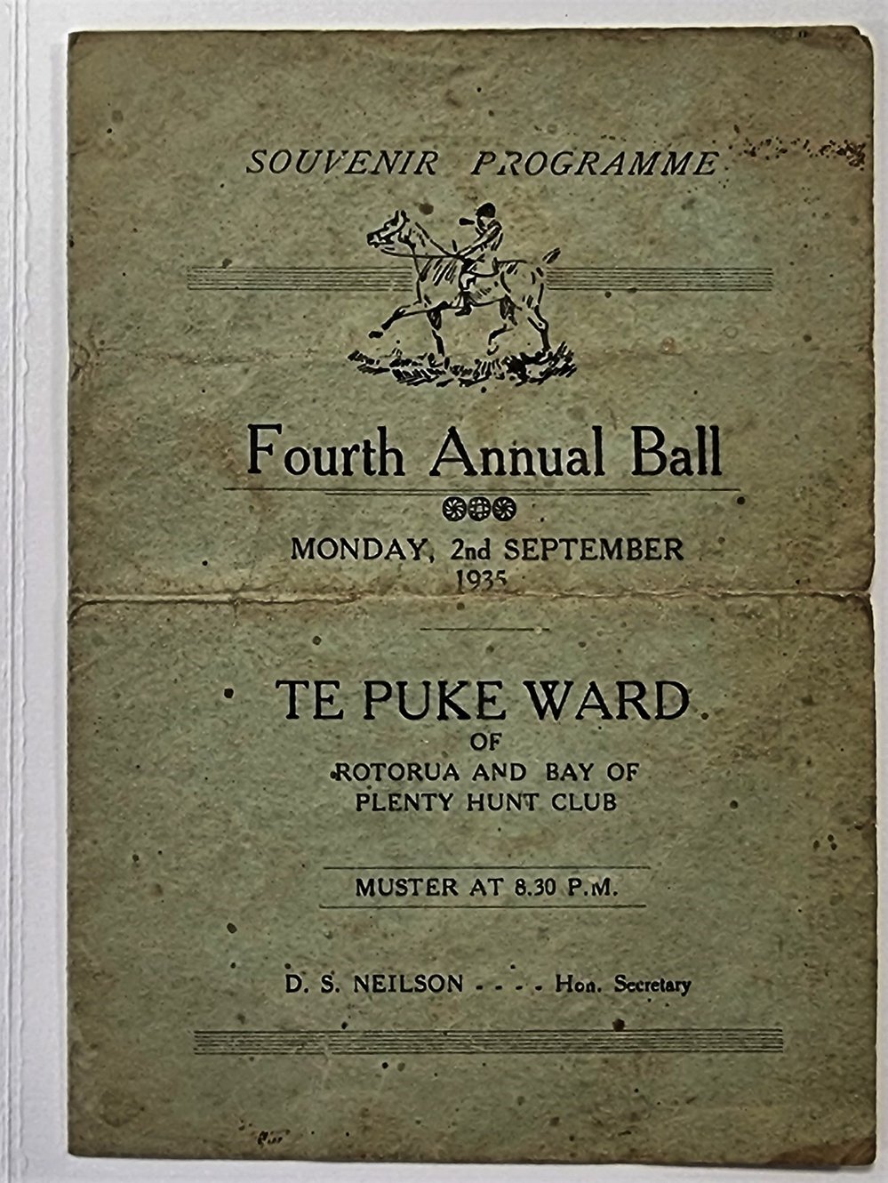 Souvenir Programme for Fourth Annual Ball of Rotorua and Bay of Plenty Hunt Club