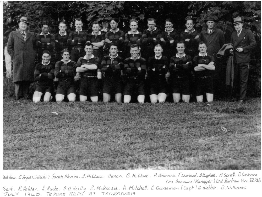 Te Puke Rugby Reps at Tauranga July 1940