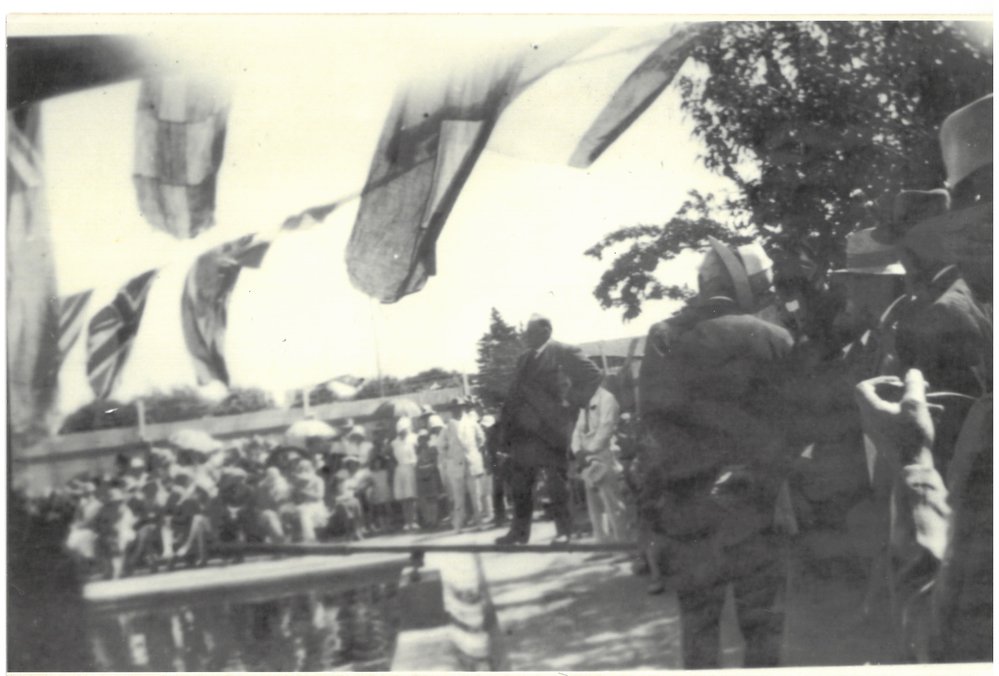 Mr. Charles Edward MacMillan declares the swimming pool at Te Puke open