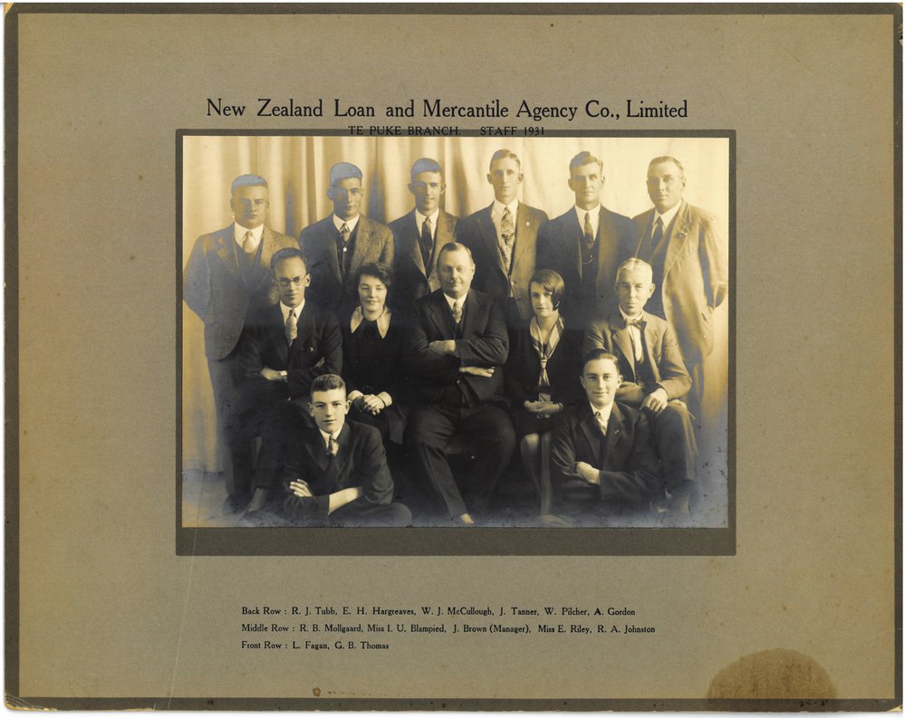 NZ Loan &amp; Mercantile Agency Co., Ltd. Te Puke branch staff 1931