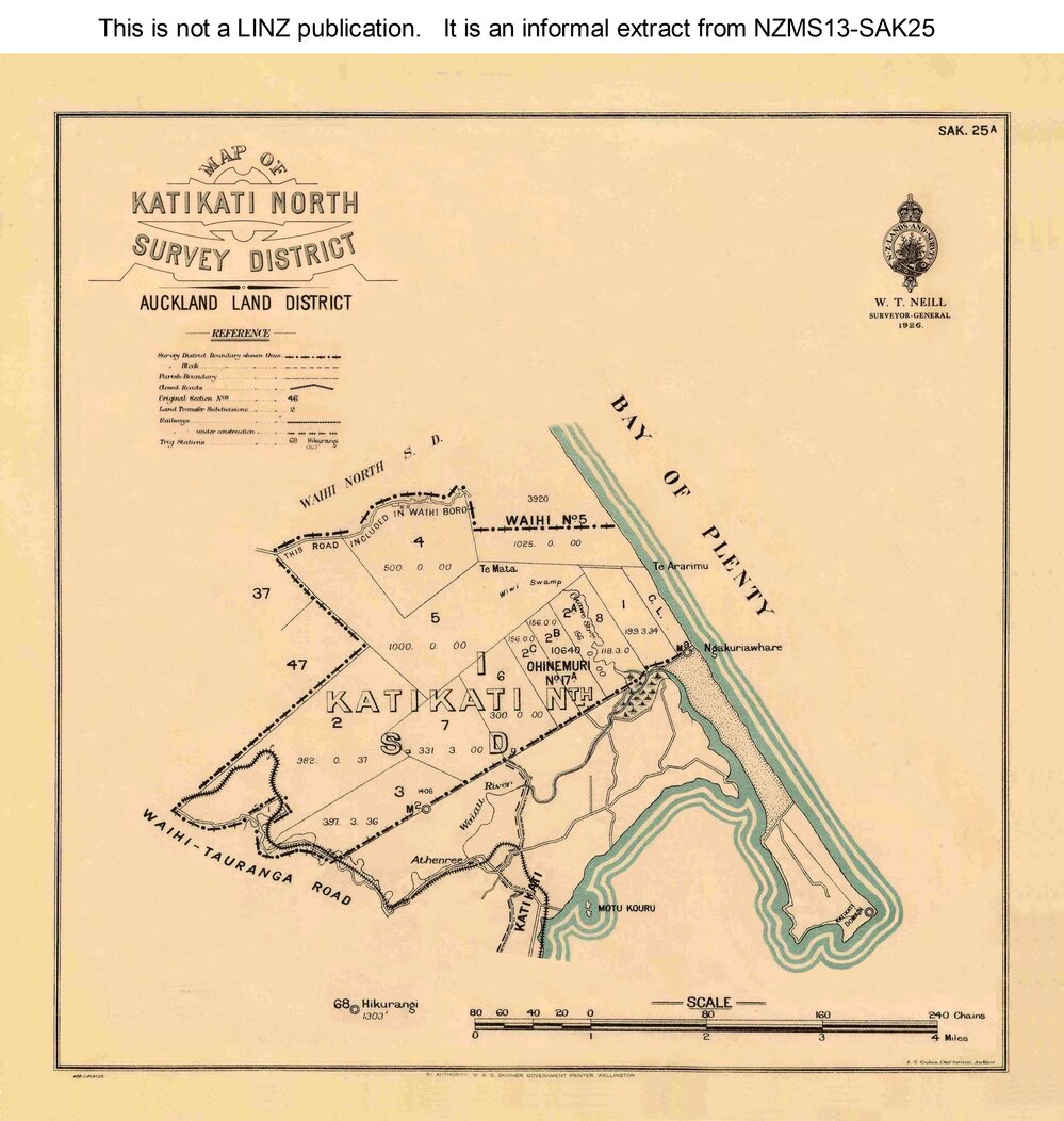 SAK 25 Katikati North Survey District - 1926