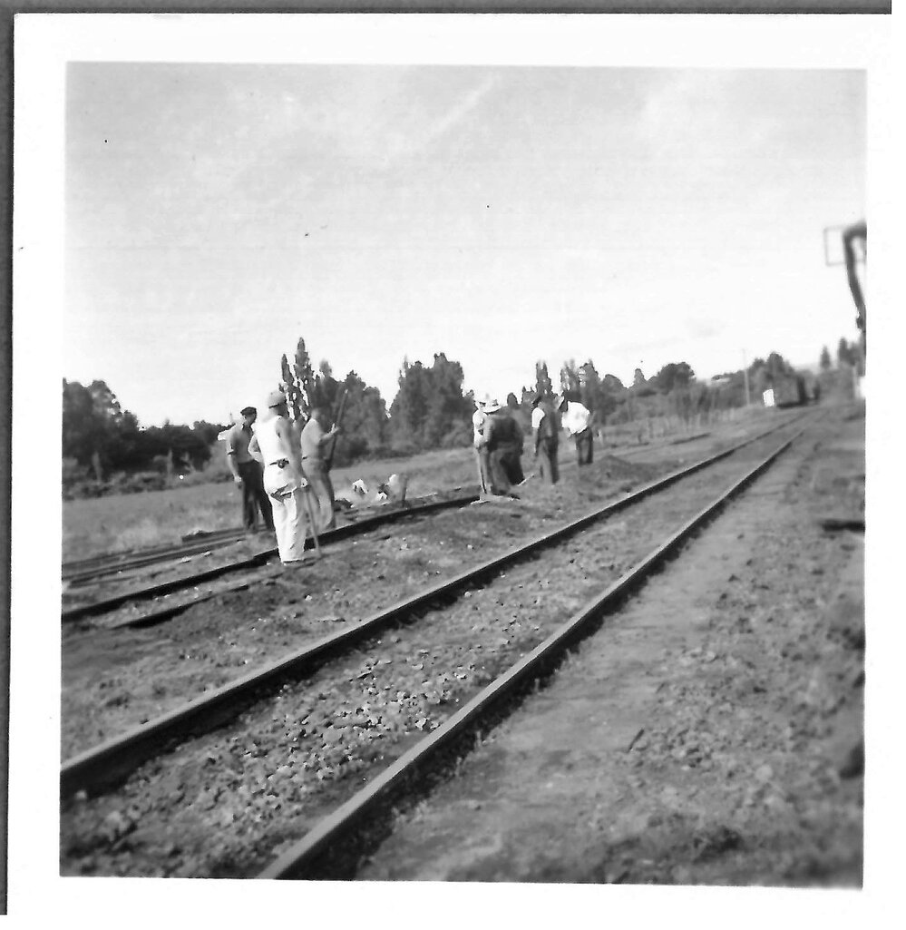 Men on railway tracks, Katikati