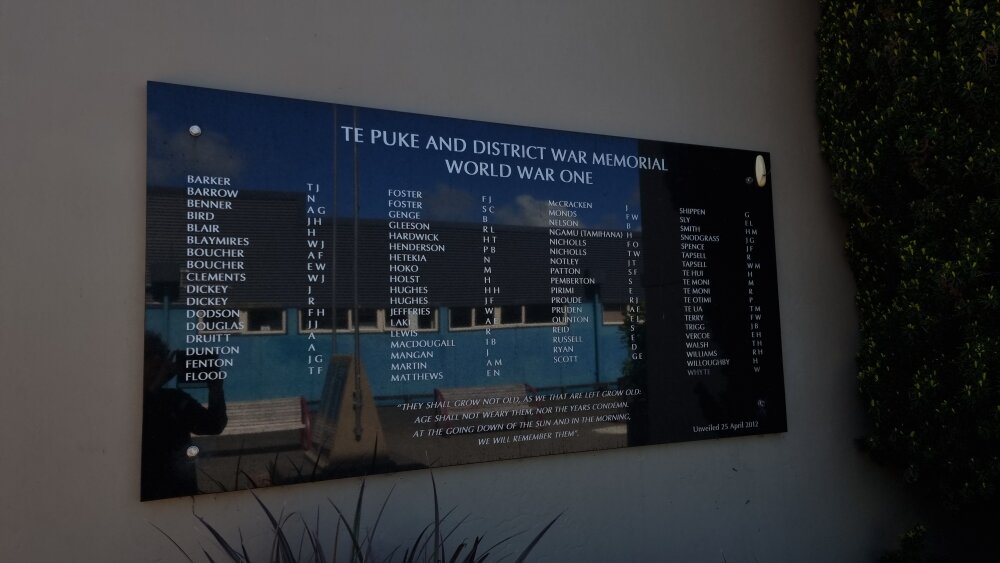 World War I Memorial - Te Puke War Memorial Hall