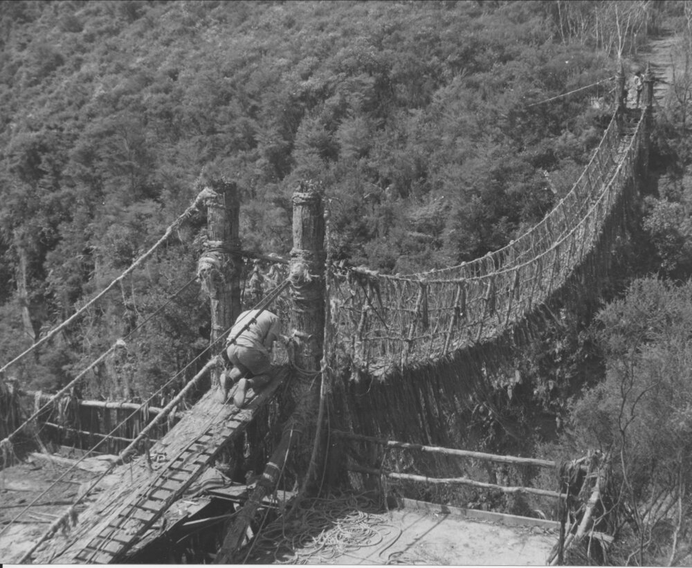 Bridge being built for the film "Savage Island"