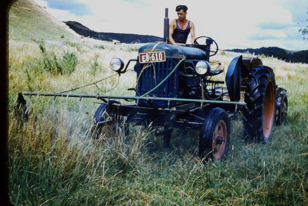 George Bent weed spraying on the Belk Rd farm