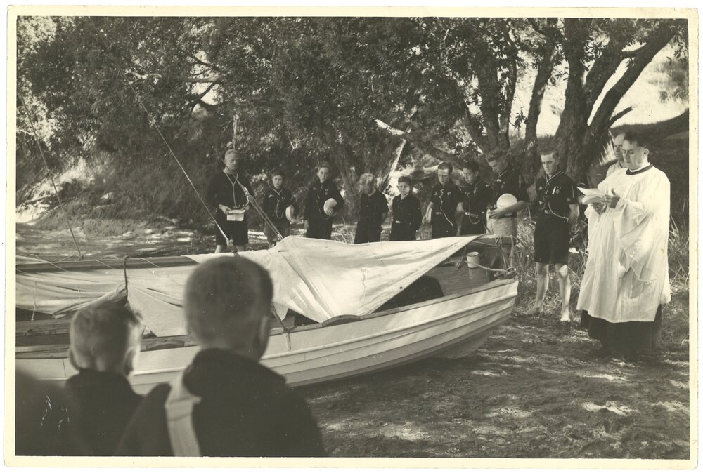The dedication of the Sea Scouts' boat