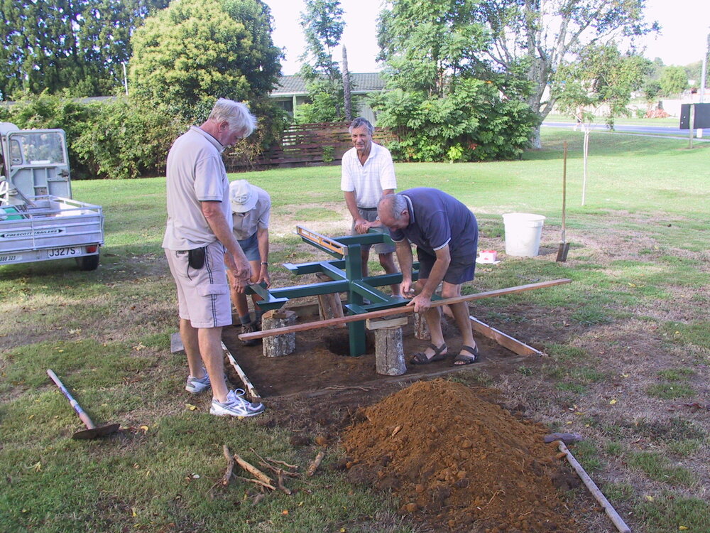 Installation of the BBQ table at Diggelmann Park, Katikati