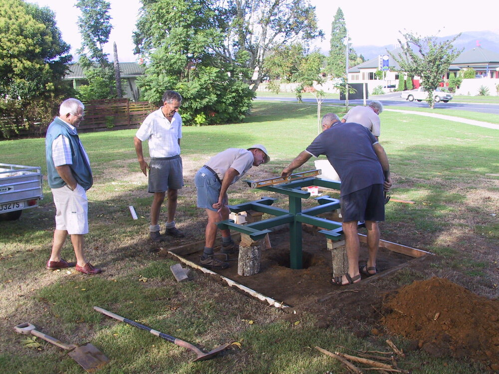 Installation of the BBQ table at Diggelmann Park, Katikati