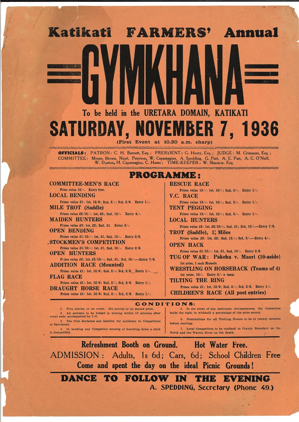 Poster for Katikati Farmer's Annual Gymkhana