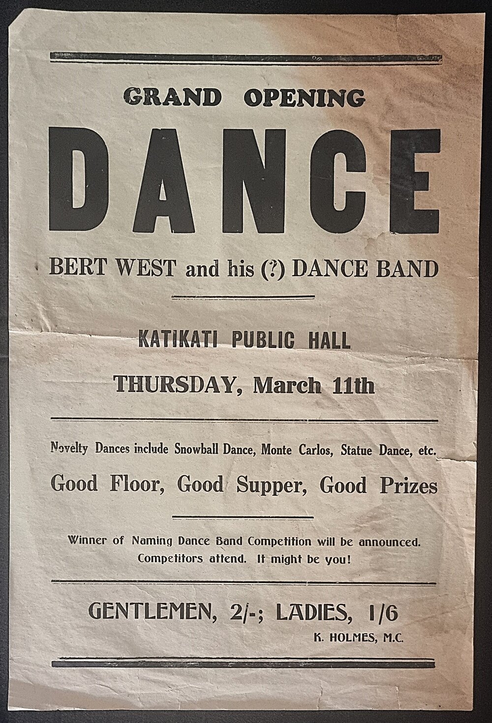 Poster - Bert West and his (?) Dance Band