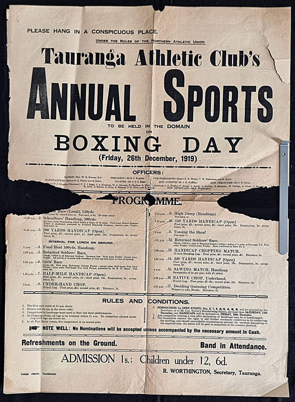 Poster - Tauranga Athletic Club's Annual Sports