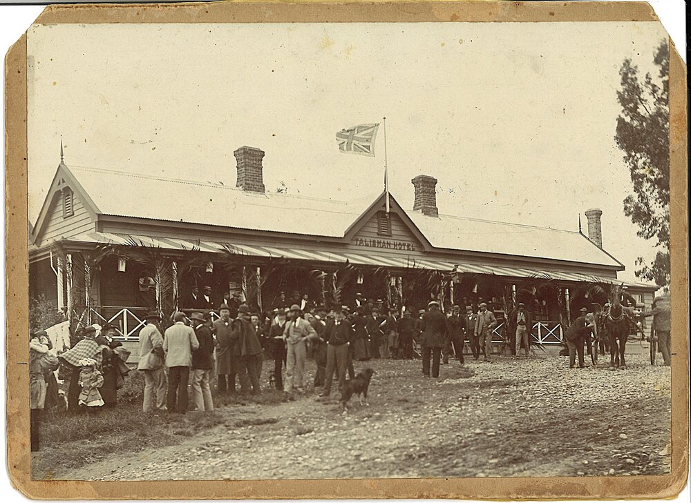 Scene outside the Talisman Hotel, Katikati