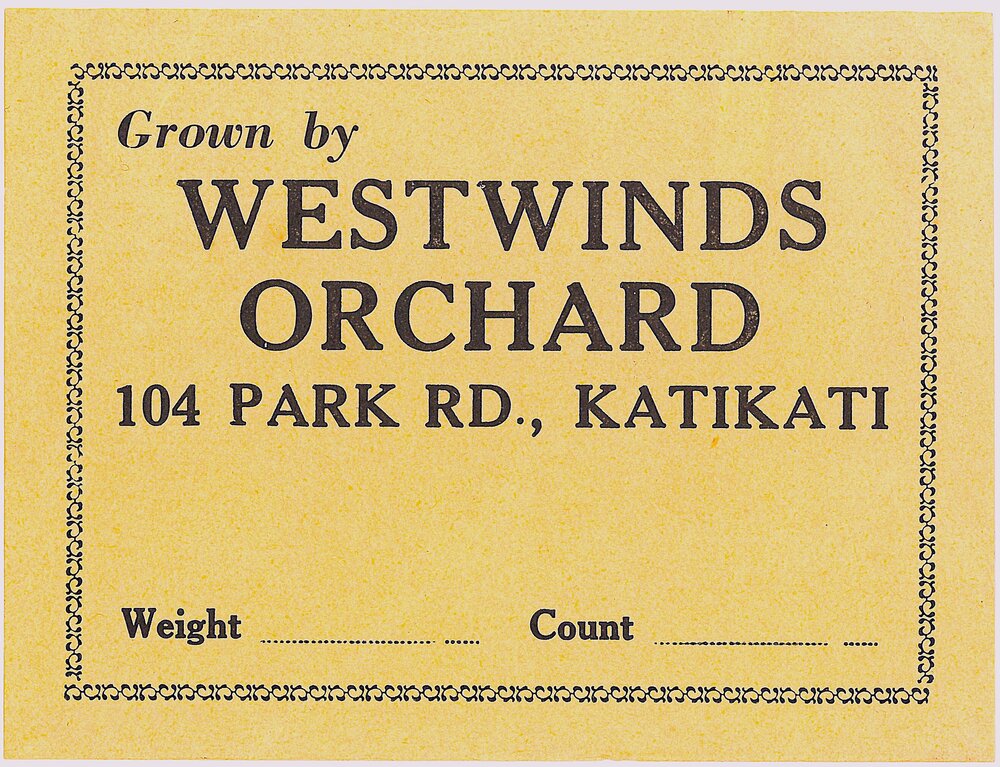 Westwinds Orchard label