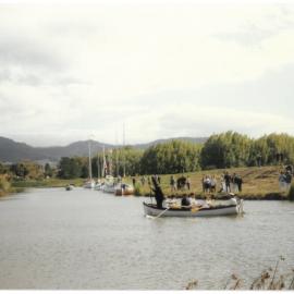 The Wizard of Christchurch being rowed by the Katikati Scouts