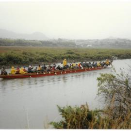 The departure of the Takitimu waka on the Uretara River