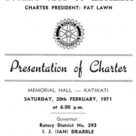 Katikati Rotary Club Charter Presentation