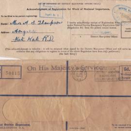 Acknowledgement of Registration for Work of National Importance