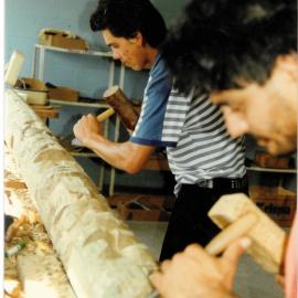 Trainee carvers at work