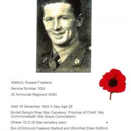 Transcript of war diary belonging to Russell Walford of Katikati