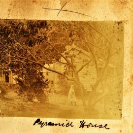 Alma Murray in the garden at Pyramid house in Bowentown