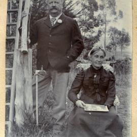 Capt. Hugh and Adela Stewart next to the summerhouse at Athenree.