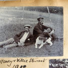 Harry and William Stewart at Katikati with their dog.