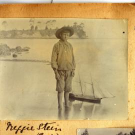 Reginald Stein with toy sailing boat.
