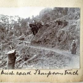 Thompson's Track with unidentified woman and dog