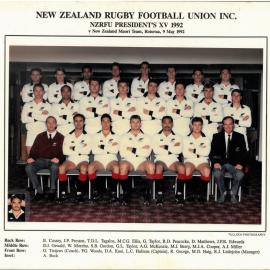 New Zealand Rugby Football Union Inc. NZRFU President's XV 1992
