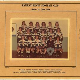 Katikati Rugby Football Club Under 19 Team 1974