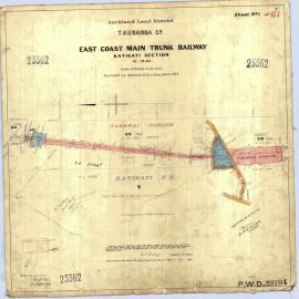 LINZ ECMT Railway 14 Katikati section peg 12-13 SO23362 1924