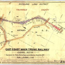 LINZ ECMT Railway 11 Athenree section Peg 9-10  SO22312-1 1919