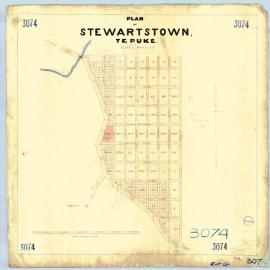 TOWN Stewartstown street plan - Te Puke - LINZ drg SO 3074  1882