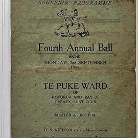 Souvenir Programme for Fourth Annual Ball of Rotorua and Bay of Plenty Hunt Club