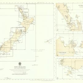 CHART N Admiralty Hydrographic Chart - Index map for New Zealand 1938