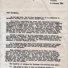 Letter from the Chief Postmaster, E. H. McElhinney