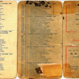 Souvenir Programme for International Sporting Fixtures - 1969