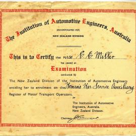 Certificate of of Enrolment on the WWSA Register of Motor Transport Operators