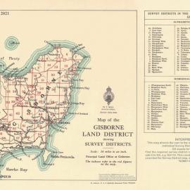 Cadastral index map - Gisborne Land District showing survey districts - 2021