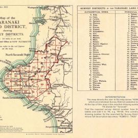 Cadastral index map - Taranaki Land District showing survey districts - 2022