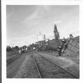 Overturned train carriage
